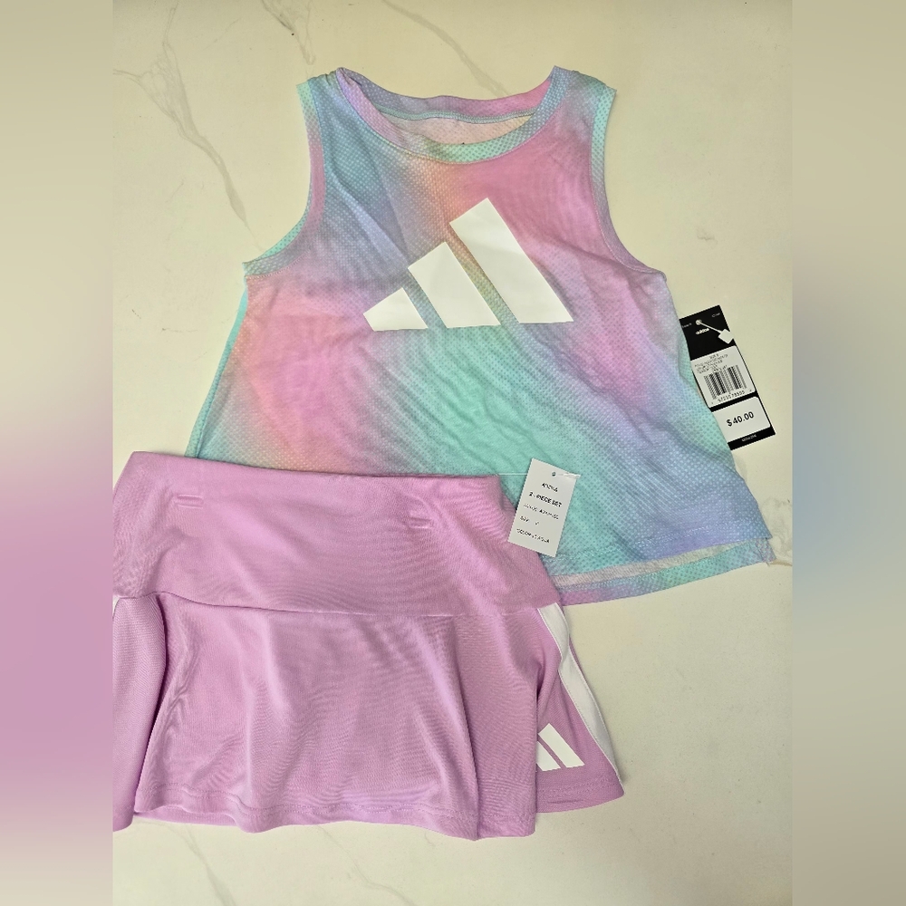 New Adidas Kids' Pastel Tie-Dye Tank Set Sz 6